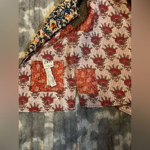 Zara Reversible Quilted Patterned Jacket Size XS - Picture 11 of 12